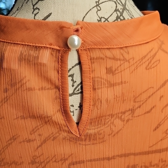 Sam Edelman Orange Ribbed Ruffled Long Sleeve Blouse - Picture 5 of 6